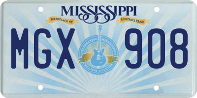 MS license plate MGX908