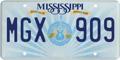 MS license plate MGX909