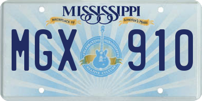 MS license plate MGX910