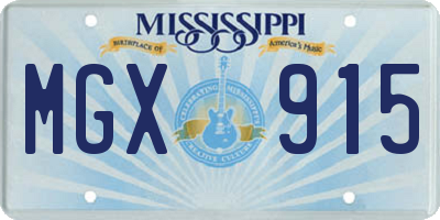 MS license plate MGX915