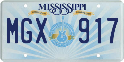 MS license plate MGX917