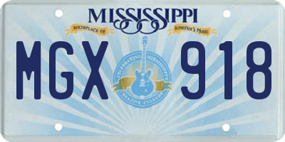 MS license plate MGX918