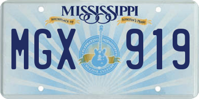 MS license plate MGX919