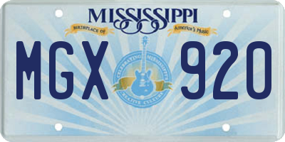 MS license plate MGX920