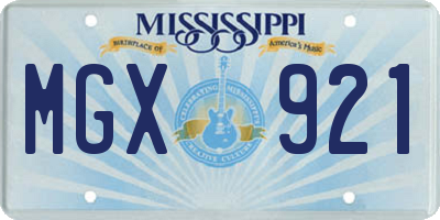 MS license plate MGX921