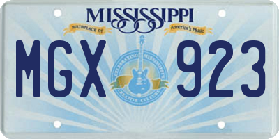 MS license plate MGX923