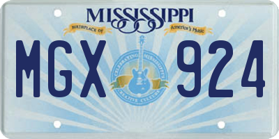 MS license plate MGX924