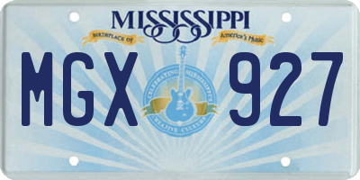 MS license plate MGX927