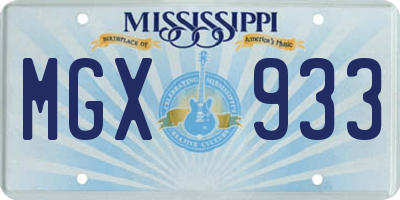 MS license plate MGX933