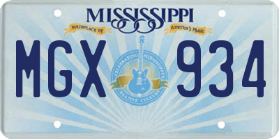 MS license plate MGX934