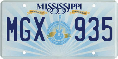 MS license plate MGX935