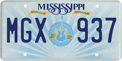 MS license plate MGX937