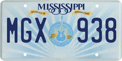MS license plate MGX938