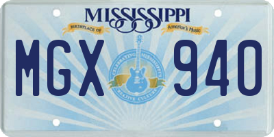 MS license plate MGX940