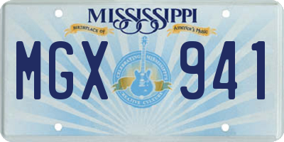 MS license plate MGX941