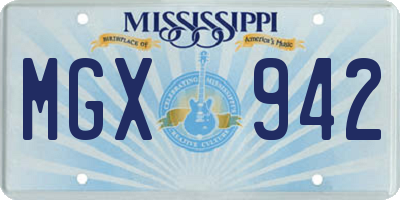 MS license plate MGX942
