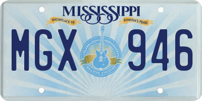 MS license plate MGX946