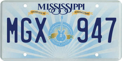 MS license plate MGX947
