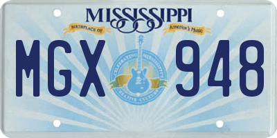 MS license plate MGX948