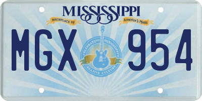 MS license plate MGX954