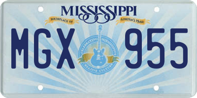 MS license plate MGX955