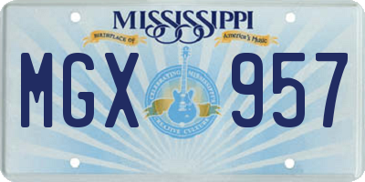 MS license plate MGX957