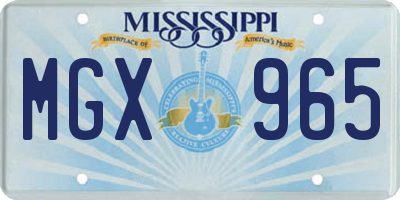 MS license plate MGX965