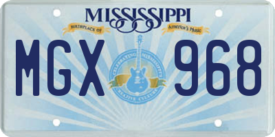 MS license plate MGX968