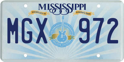 MS license plate MGX972