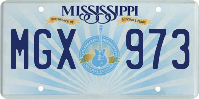 MS license plate MGX973