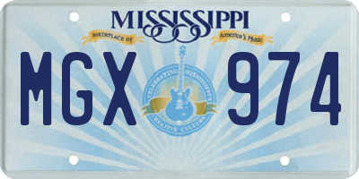 MS license plate MGX974