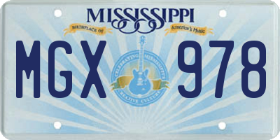MS license plate MGX978