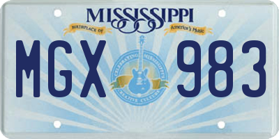 MS license plate MGX983