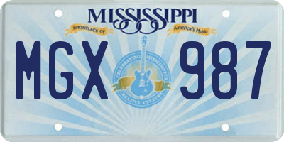 MS license plate MGX987