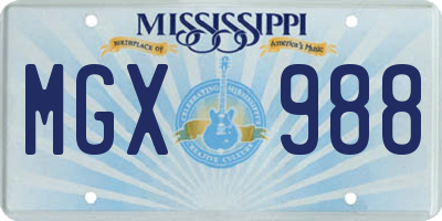 MS license plate MGX988