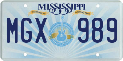 MS license plate MGX989