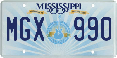 MS license plate MGX990