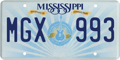 MS license plate MGX993