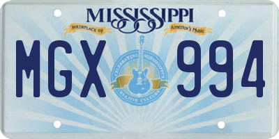 MS license plate MGX994