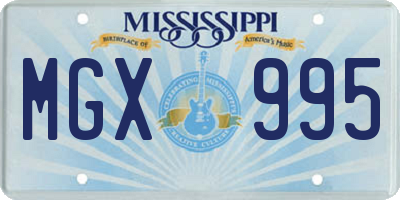 MS license plate MGX995