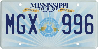 MS license plate MGX996