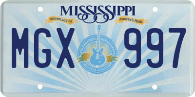 MS license plate MGX997