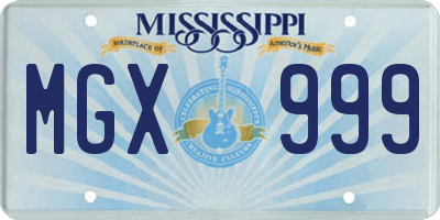 MS license plate MGX999
