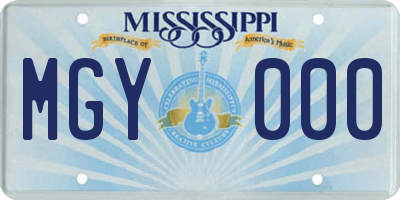 MS license plate MGY000
