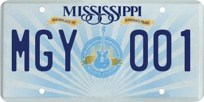 MS license plate MGY001