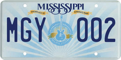 MS license plate MGY002
