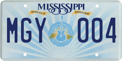 MS license plate MGY004