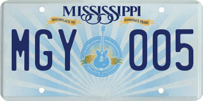MS license plate MGY005