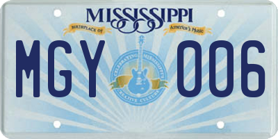MS license plate MGY006