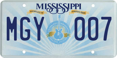 MS license plate MGY007